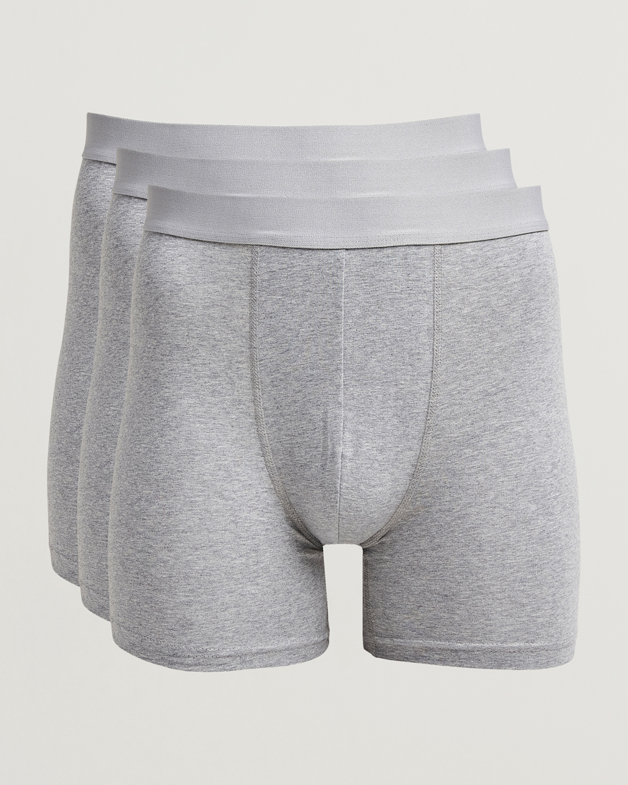 Herren | Unterwäsche | Bread & Boxers | 3-Pack Long Boxer Brief Grey Melange