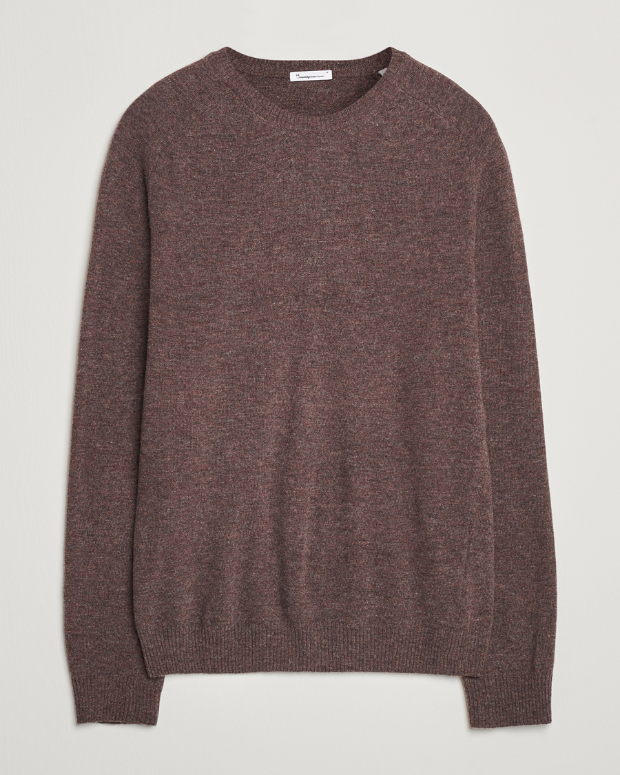 Herren | Pullover | KnowledgeCotton Apparel | Lambswool Roundneck Brown