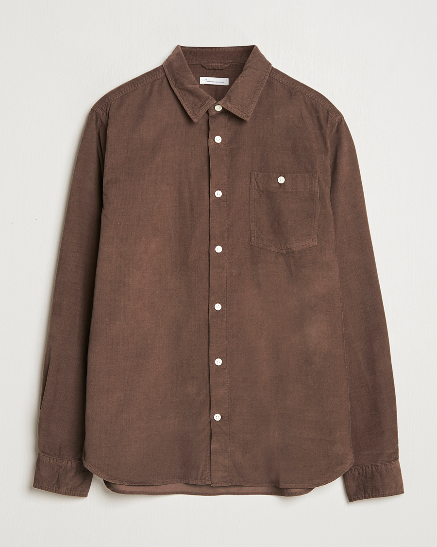 Herren | Hemden | KnowledgeCotton Apparel | Regular Fit Corduroy Shirt Brown