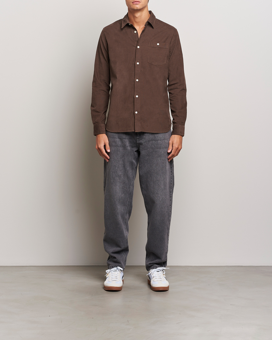 Herren | Hemden | KnowledgeCotton Apparel | Regular Fit Corduroy Shirt Brown