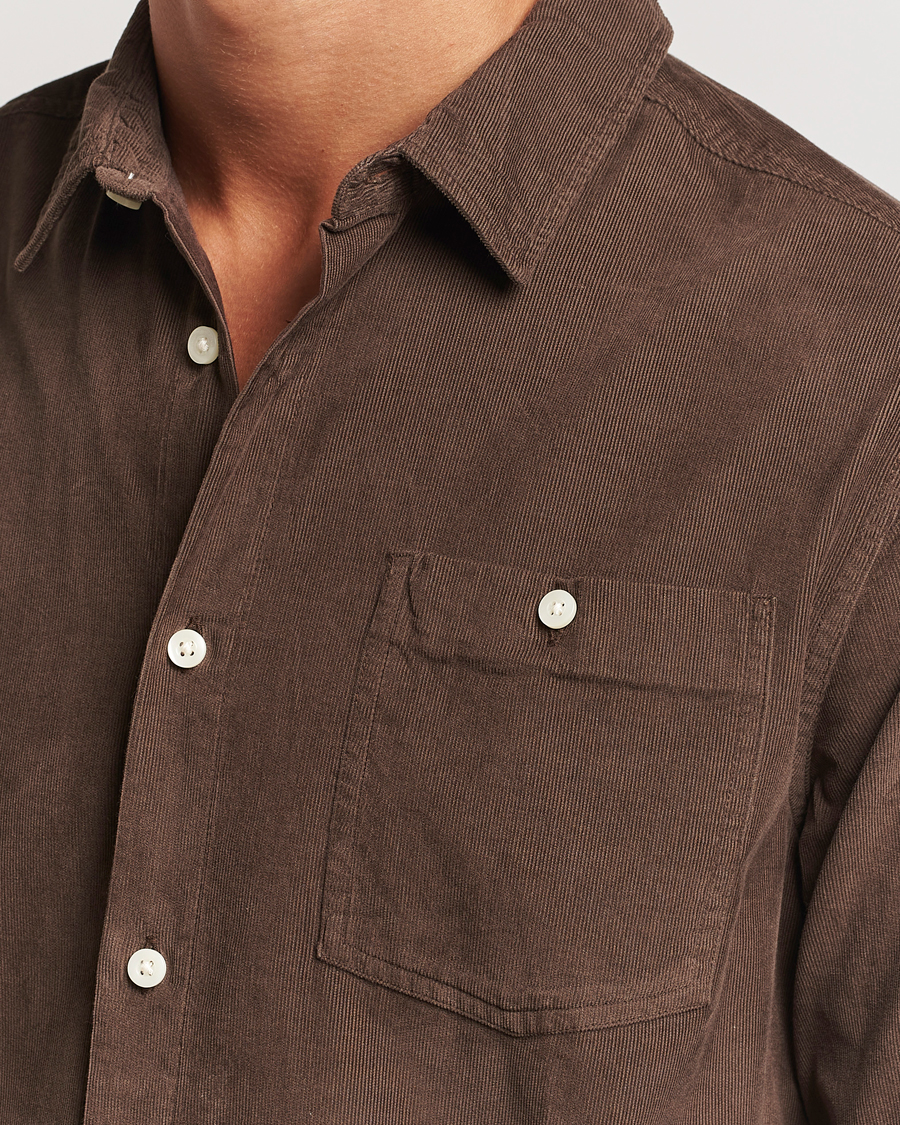 Herren | Hemden | KnowledgeCotton Apparel | Regular Fit Corduroy Shirt Brown