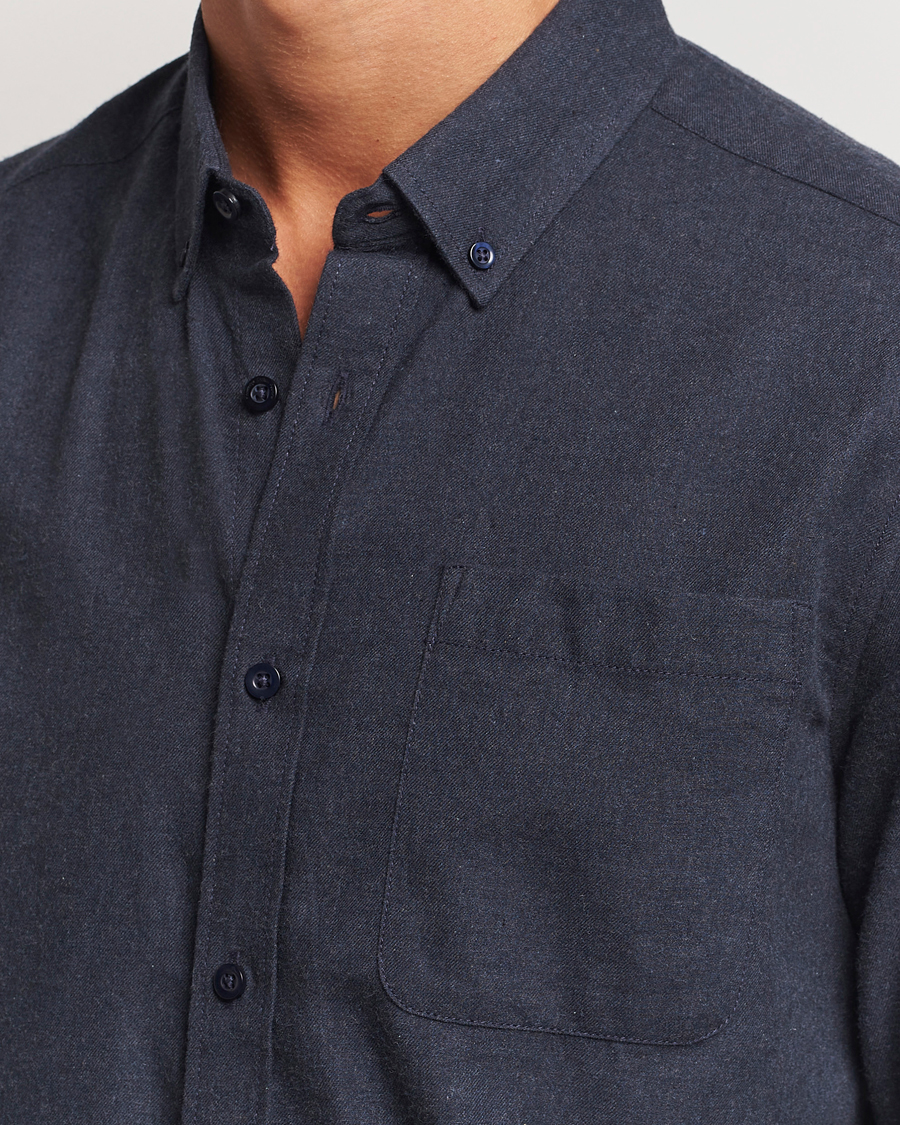 Herren | Hemden | KnowledgeCotton Apparel | Regular Fit Melange Flannel Shirt Navy