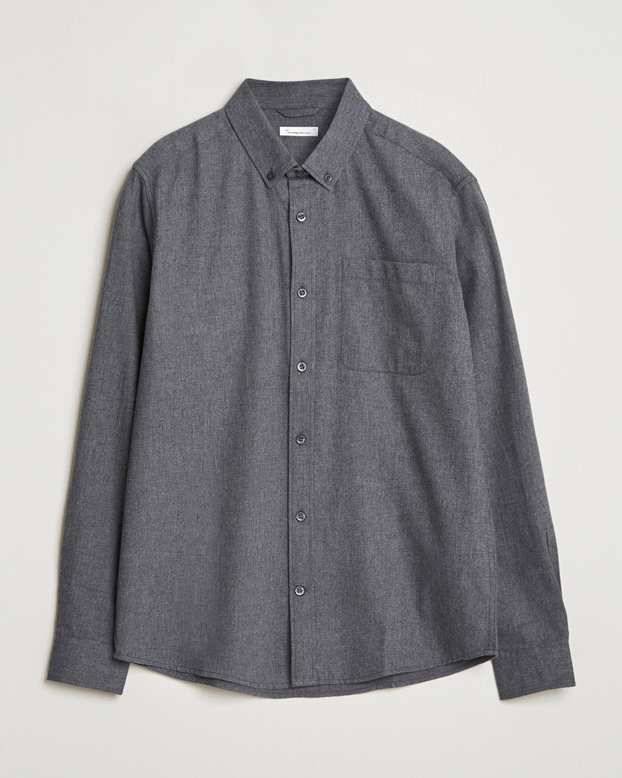 Herren | Hemden | KnowledgeCotton Apparel | Regular Fit Melange Flannel Shirt Grey
