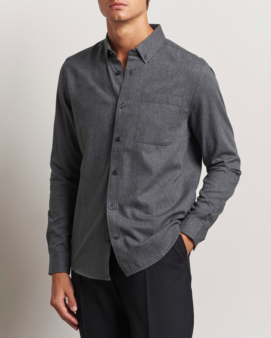 Herren | Hemden | KnowledgeCotton Apparel | Regular Fit Melange Flannel Shirt Grey