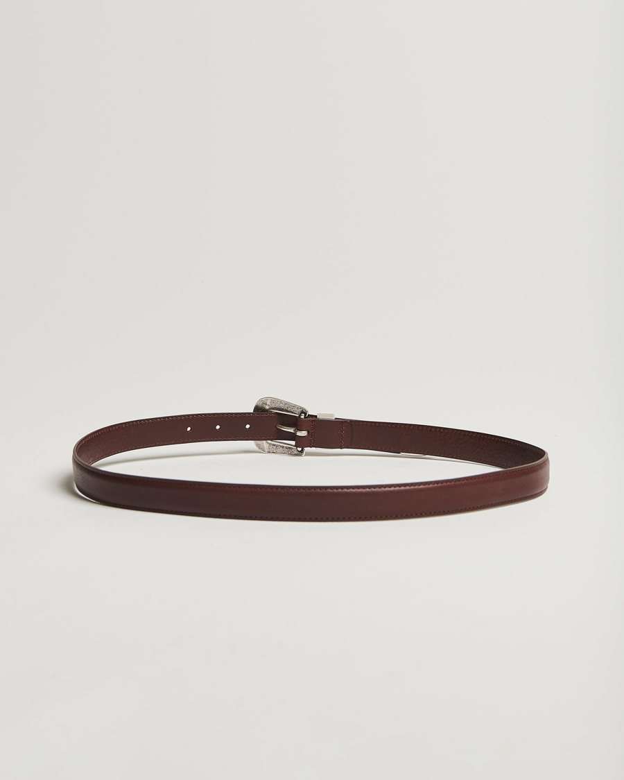 Herren | Gürtel | Anderson's | Grained Western Leather Belt 2,5 cm Brown