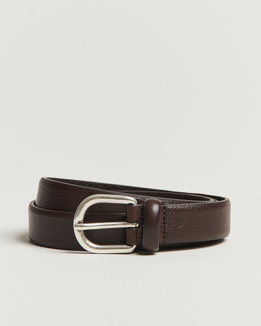 Herren | Gürtel | Anderson's | Grained Leather Belt 2,5 cm Dark Brown