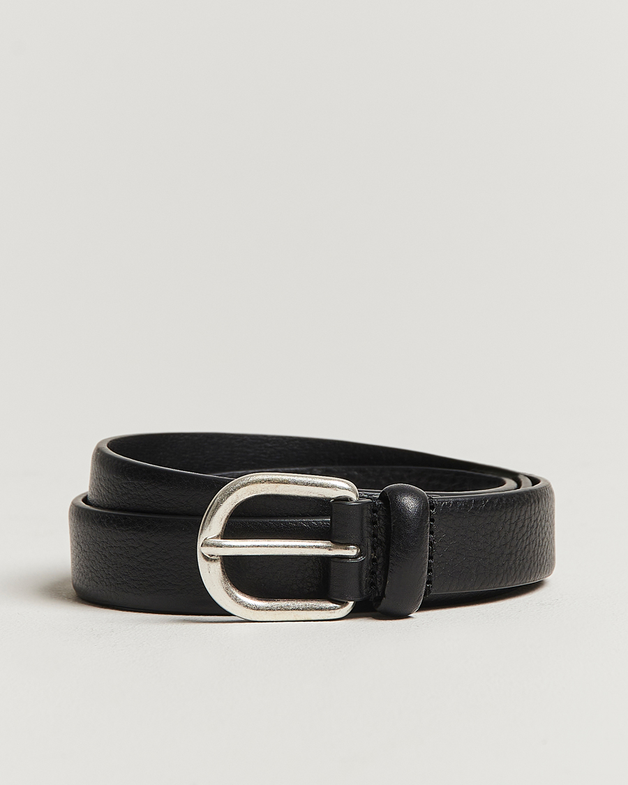 Herren | Gürtel | Anderson's | Grained Leather Belt 2,5 cm Black