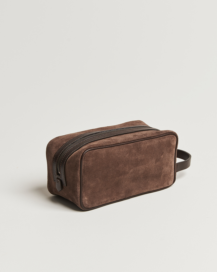 Herren | Anderson's Suede Washbag Dark Brown | Anderson's | Suede Washbag Dark Brown