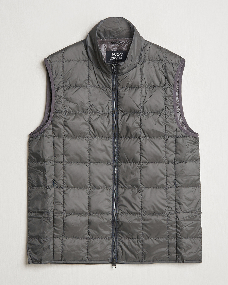 Herren | Jacken | TAION | High Neck Full Zip Lightweight Down Vest Charcoal