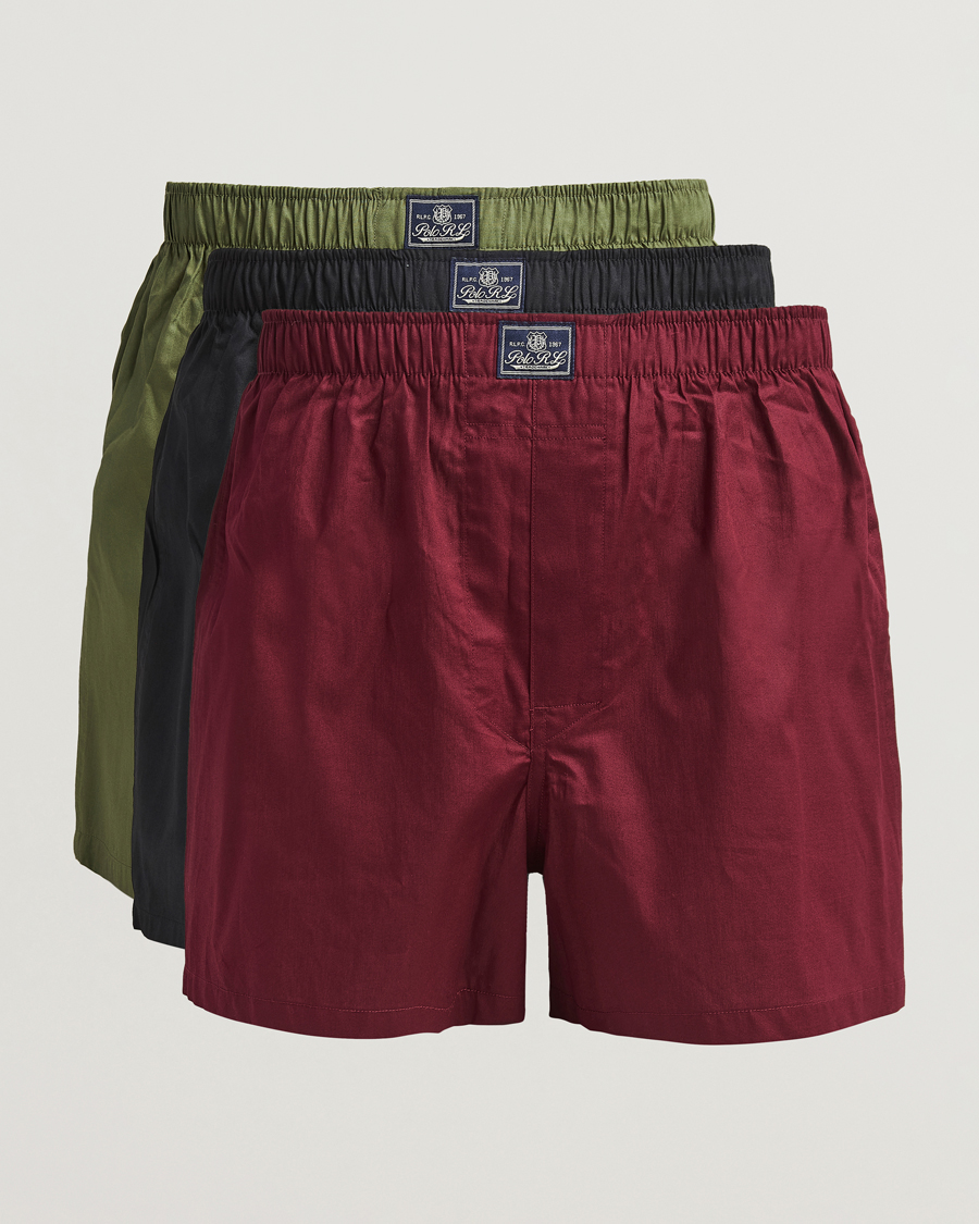 Herren | Unterwäsche | Polo Ralph Lauren | 3-Pack Woven Boxer Black/Green/Red