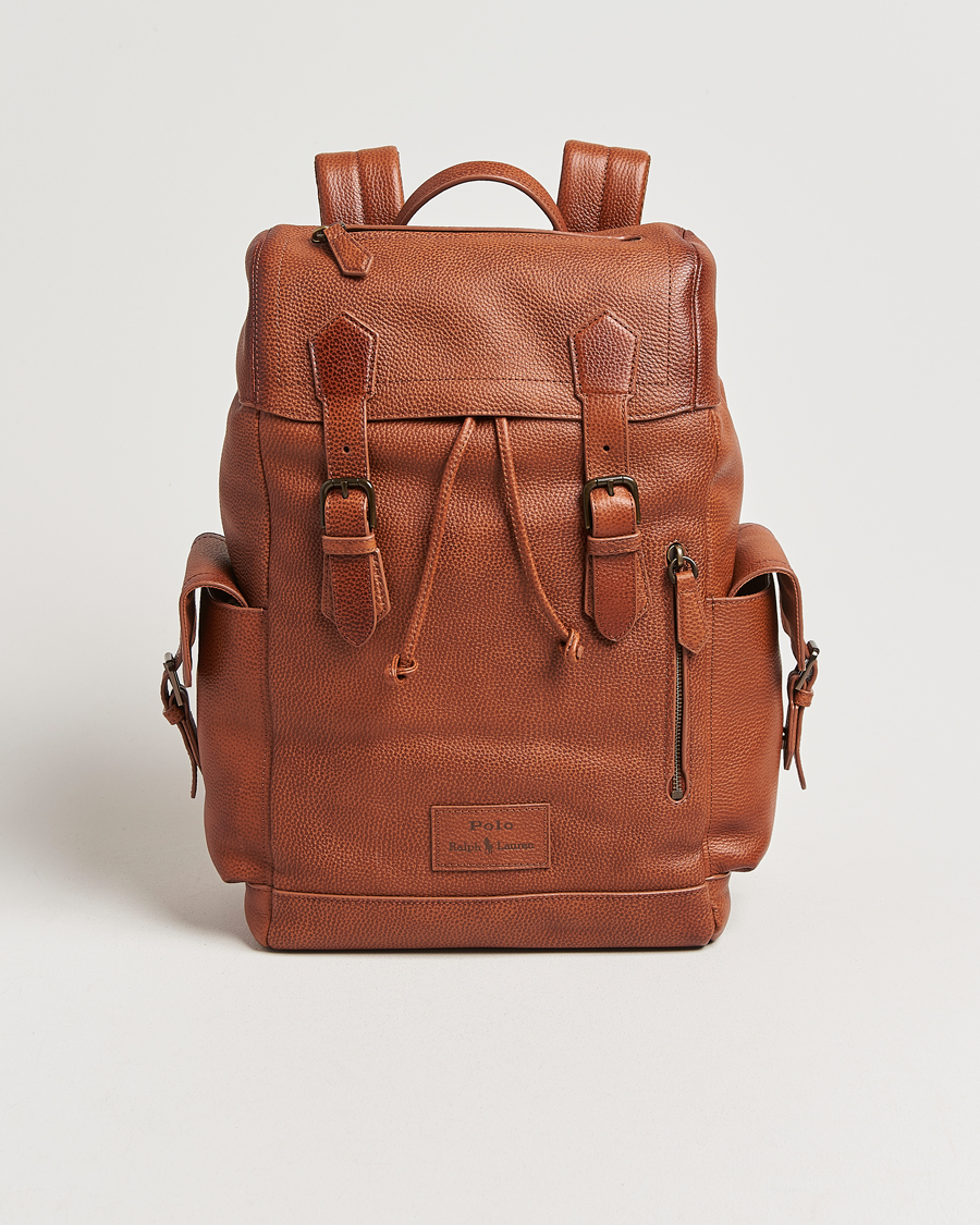 Herren | Polo Ralph Lauren Leather Flap Backpack Saddle Brown | Polo Ralph Lauren | Leather Flap Backpack Saddle Brown