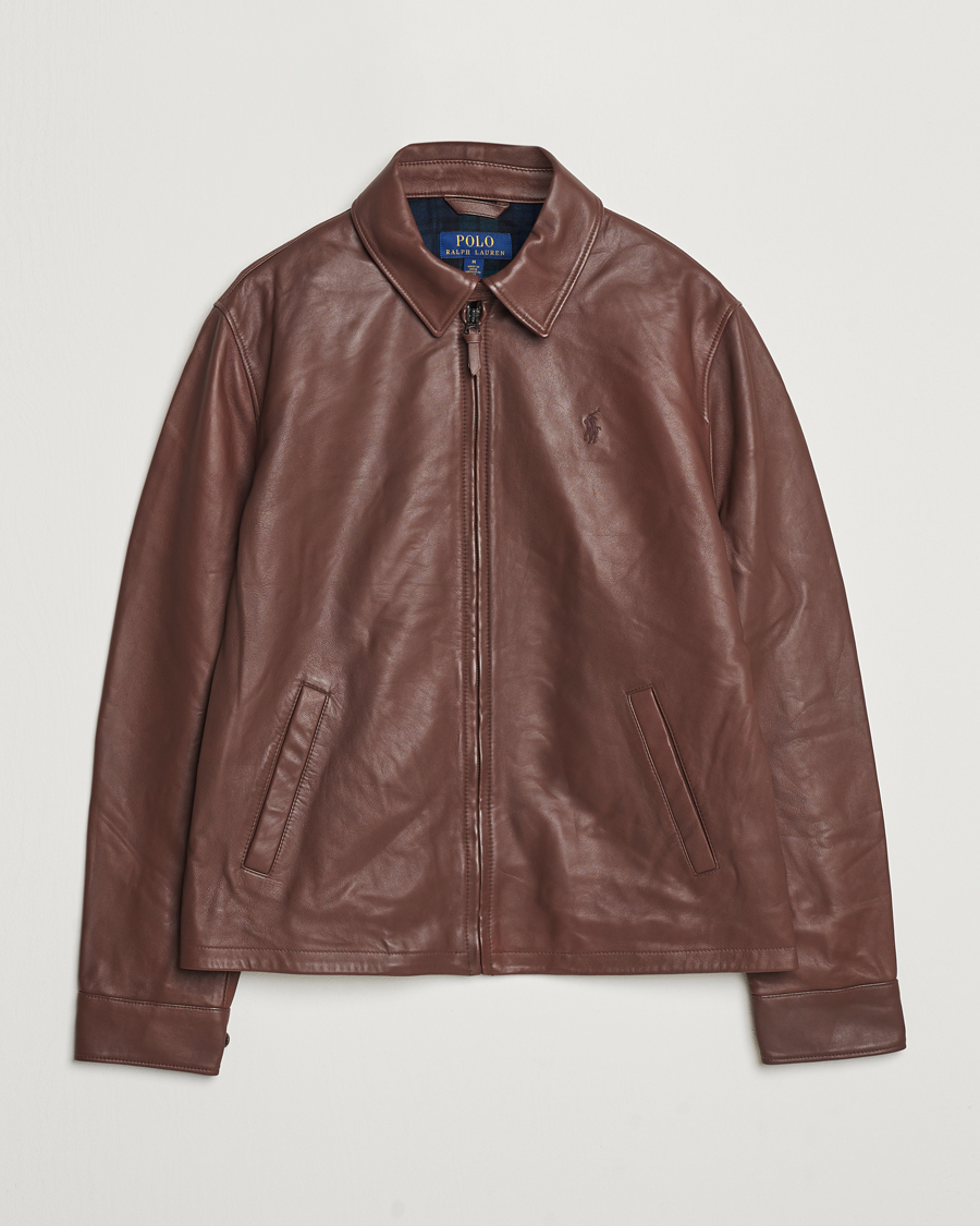 Herren | Jacken | Polo Ralph Lauren | Maxwell Windbreaker Leather Jacket Bison Brown