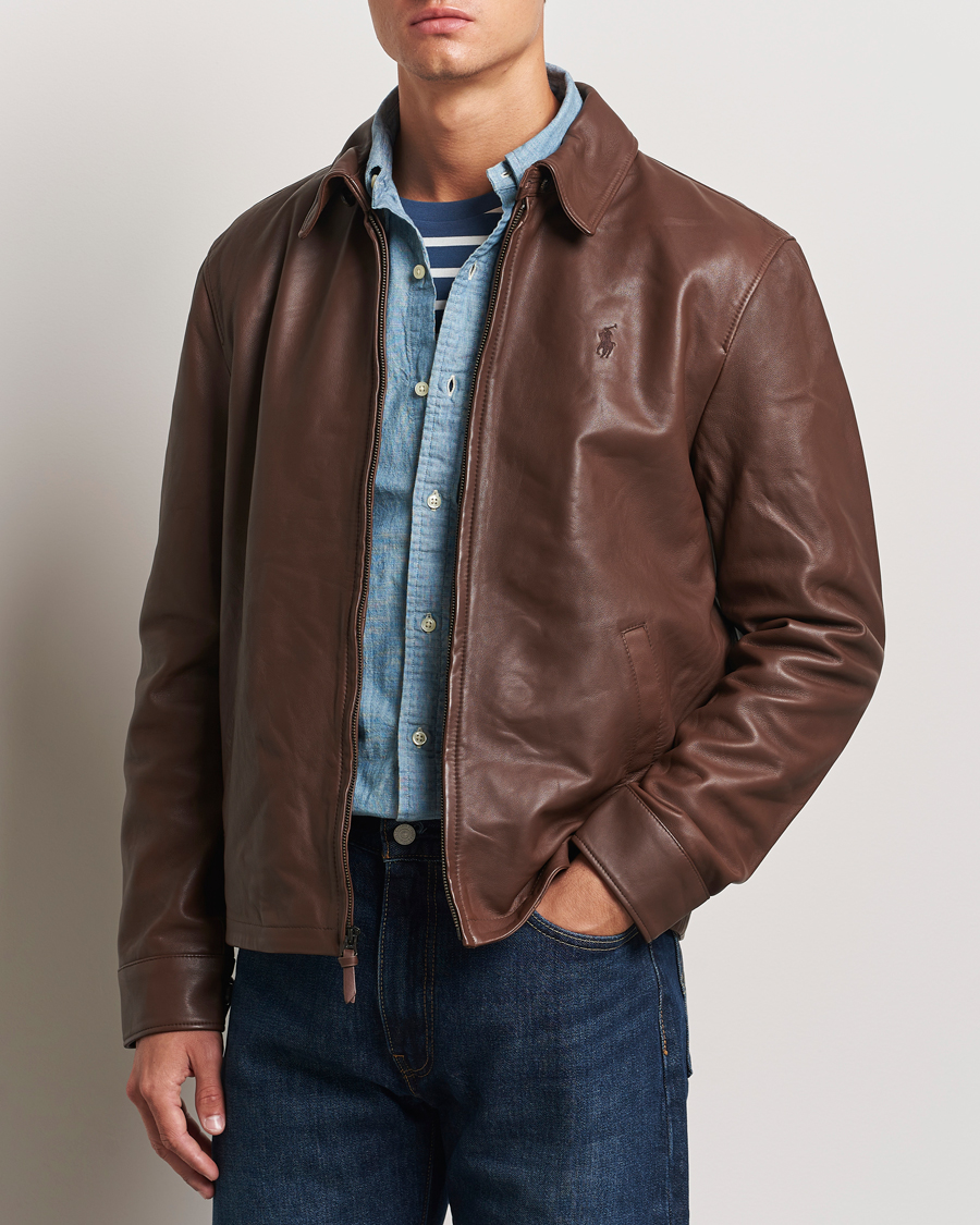 Herren | Jacken | Polo Ralph Lauren | Maxwell Windbreaker Leather Jacket Bison Brown