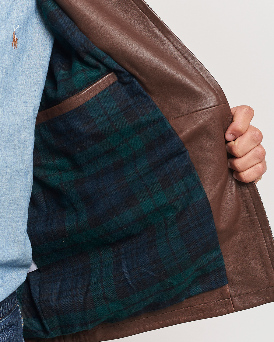 Herren | Jacken | Polo Ralph Lauren | Maxwell Windbreaker Leather Jacket Bison Brown