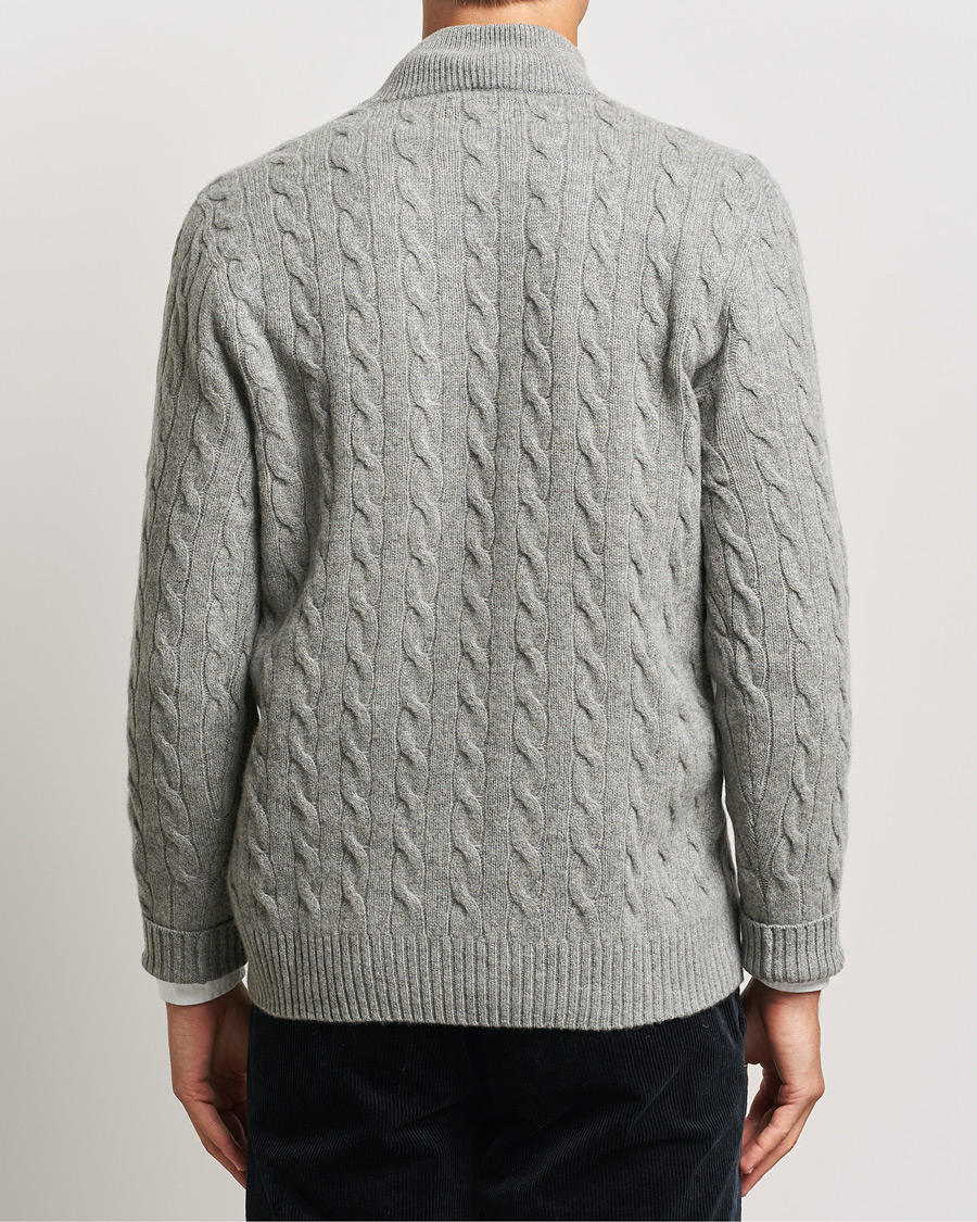 Herren | Pullover | Polo Ralph Lauren | Wool/Cashmere Cable Half Zip Fawn Grey Heather