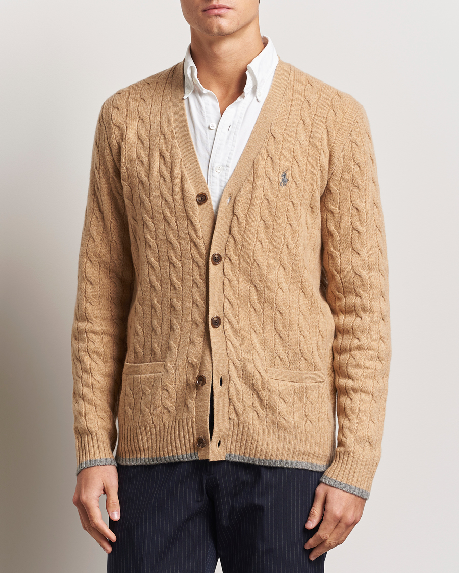 Herren | Pullover | Polo Ralph Lauren | Wool/Cashmere Cable Cardigan Camel Melange