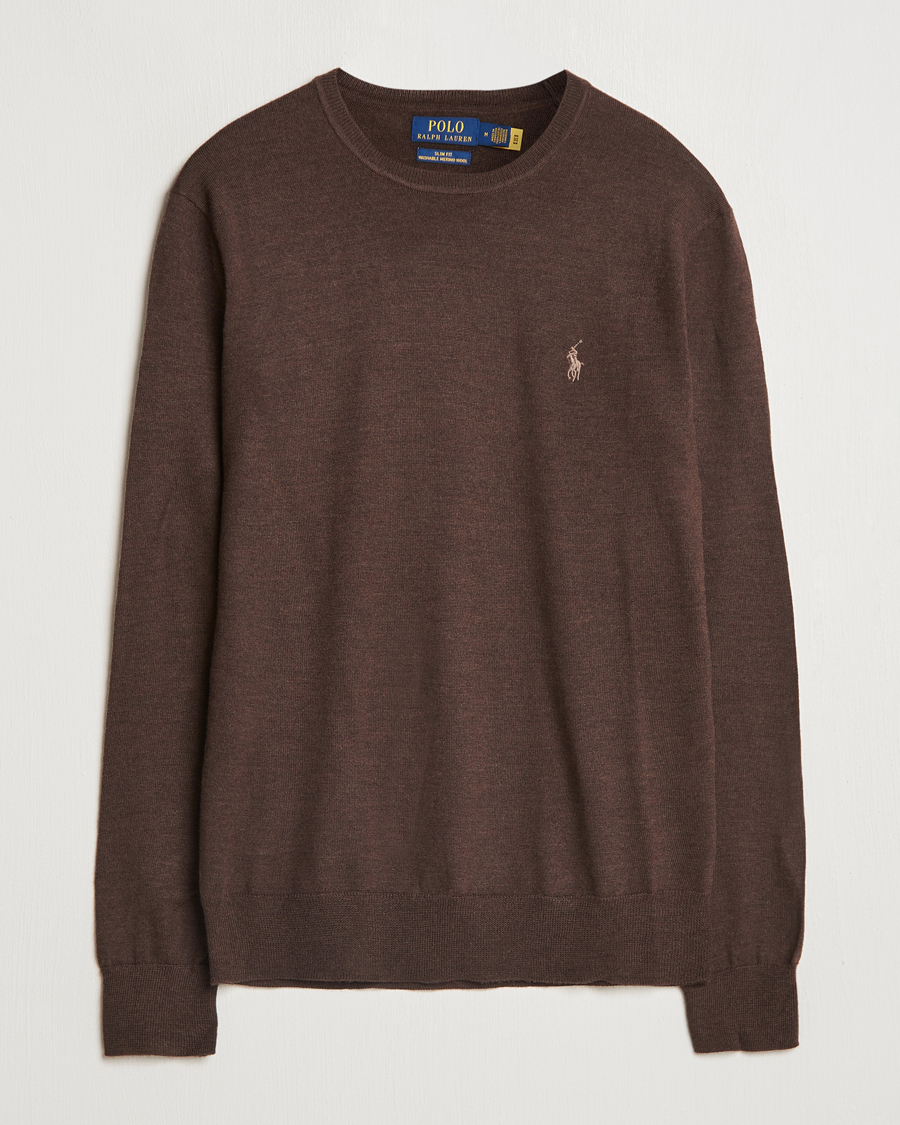 Herren | Pullover | Polo Ralph Lauren | Merino Crew Neck Pullover Cacao Brown Heather