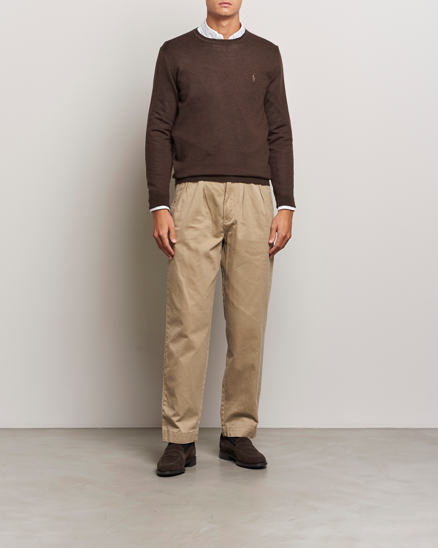 Herren | Pullover | Polo Ralph Lauren | Merino Crew Neck Pullover Cacao Brown Heather