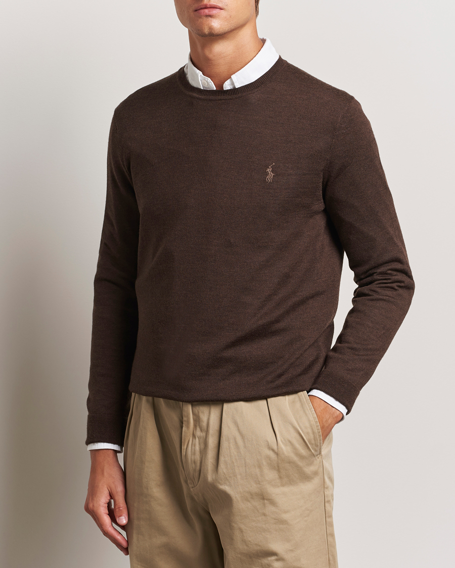 Herren | Pullover | Polo Ralph Lauren | Merino Crew Neck Pullover Cacao Brown Heather