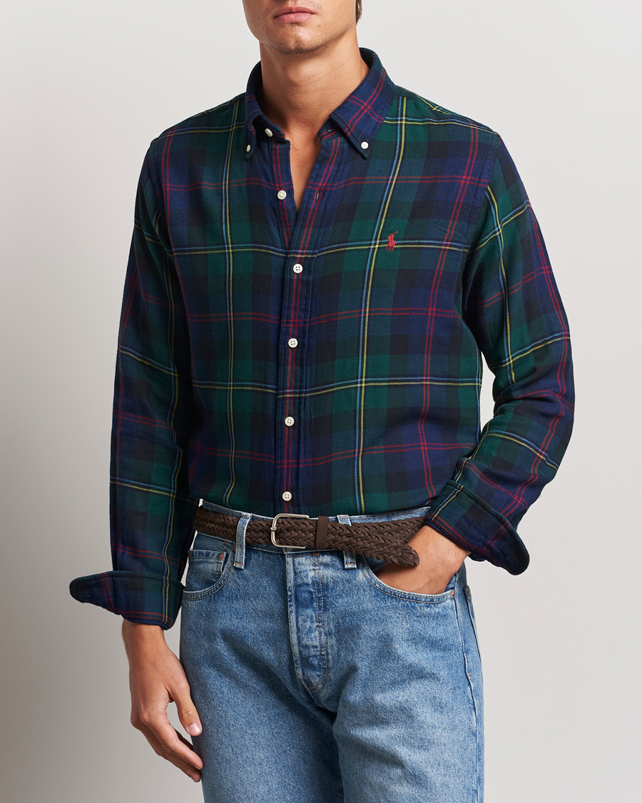 Herren | Hemden | Polo Ralph Lauren | Custom Fit Double Faced Checked Shirt Green/Indigo