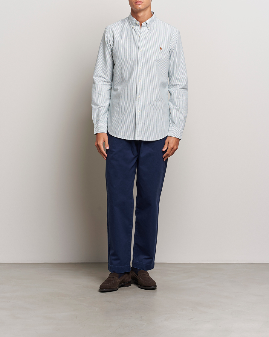 Herren | Hemden | Polo Ralph Lauren | Slim Fit Striped Oxford Shirt Green/White