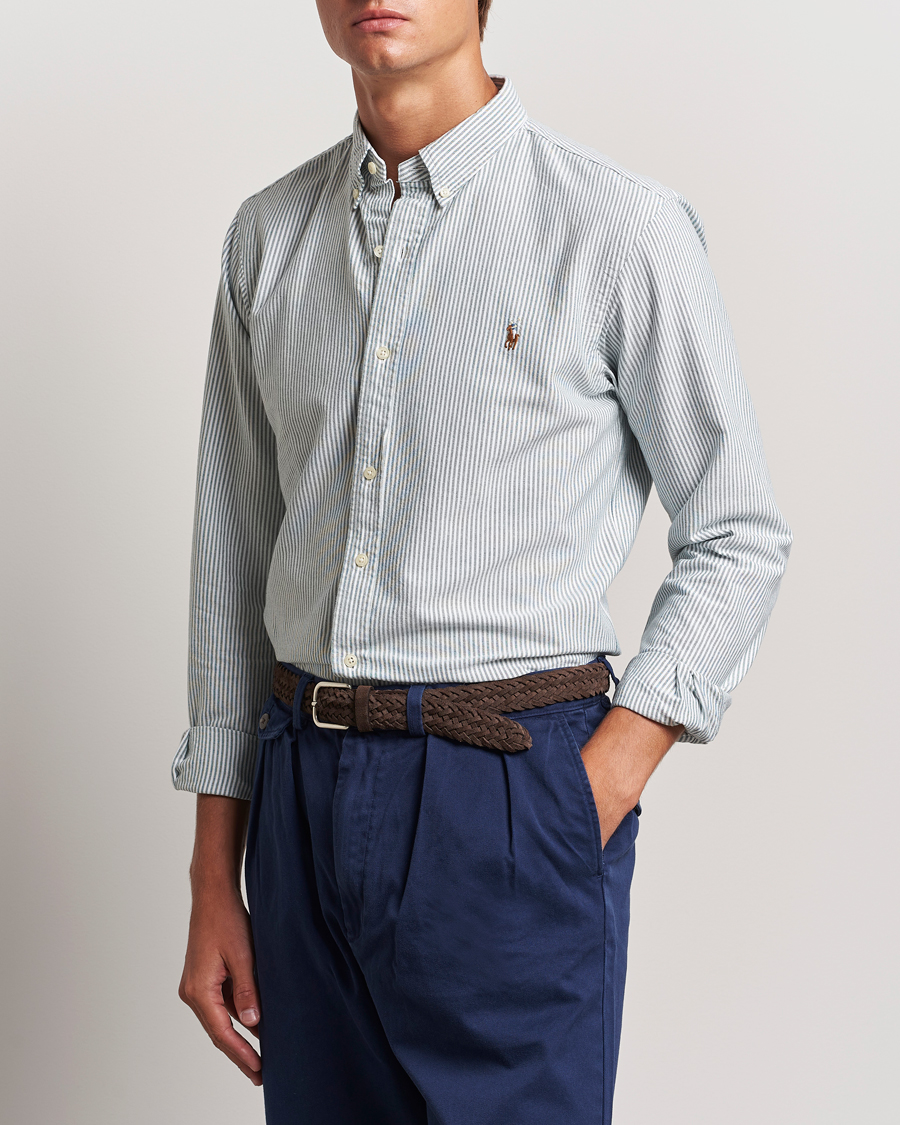 Herren | Hemden | Polo Ralph Lauren | Slim Fit Striped Oxford Shirt Green/White