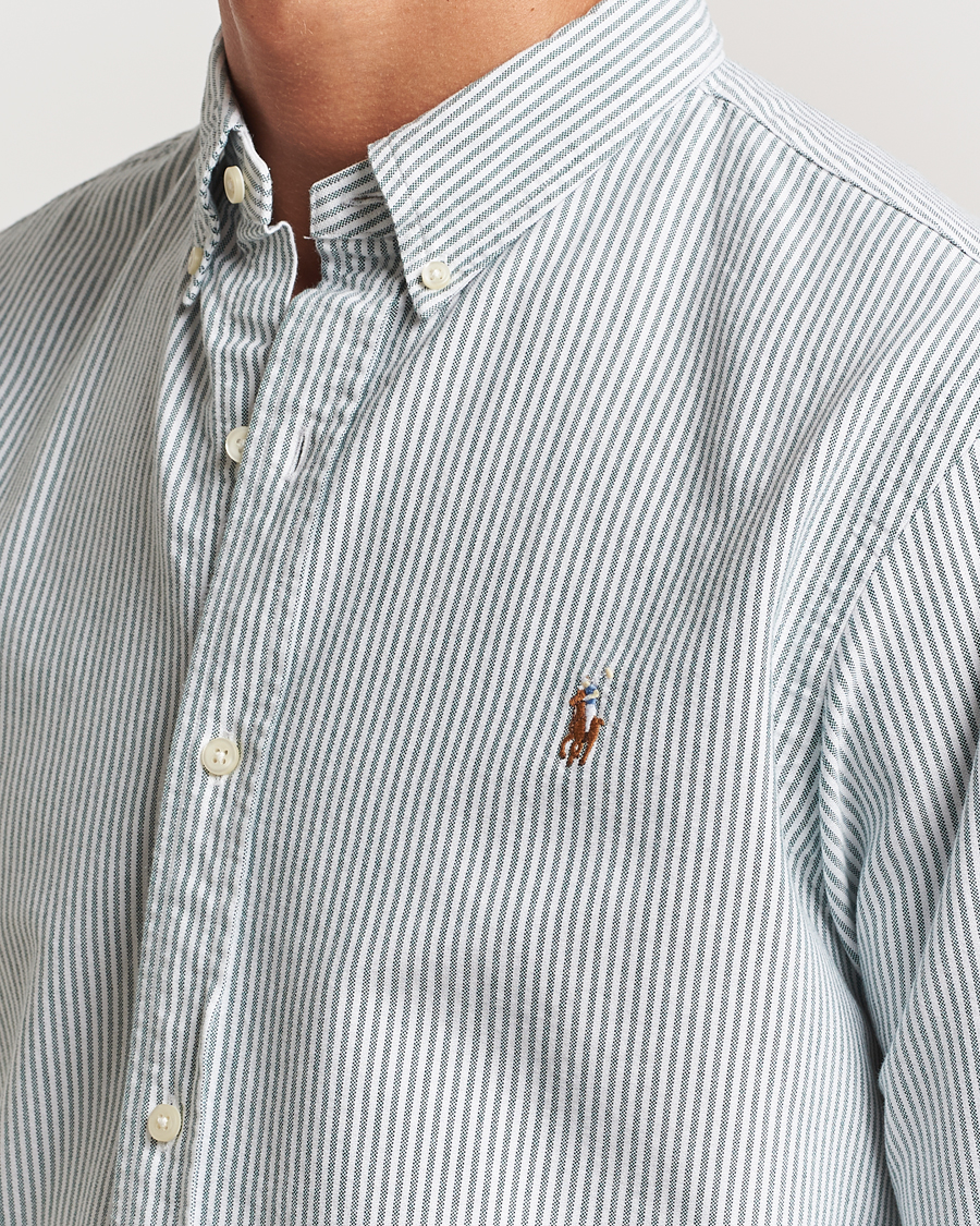 Herren | Hemden | Polo Ralph Lauren | Slim Fit Striped Oxford Shirt Green/White