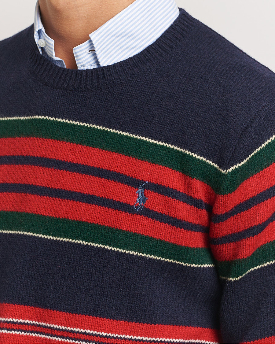 Herren | Pullover | Polo Ralph Lauren | Wool/Cashmere Striped Sweater Hunter Navy Combo