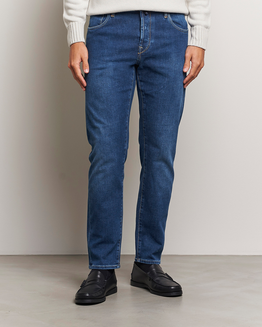 Herren | Jeans | Incotex | 5-Pocket Stretch Denim Medium Blue