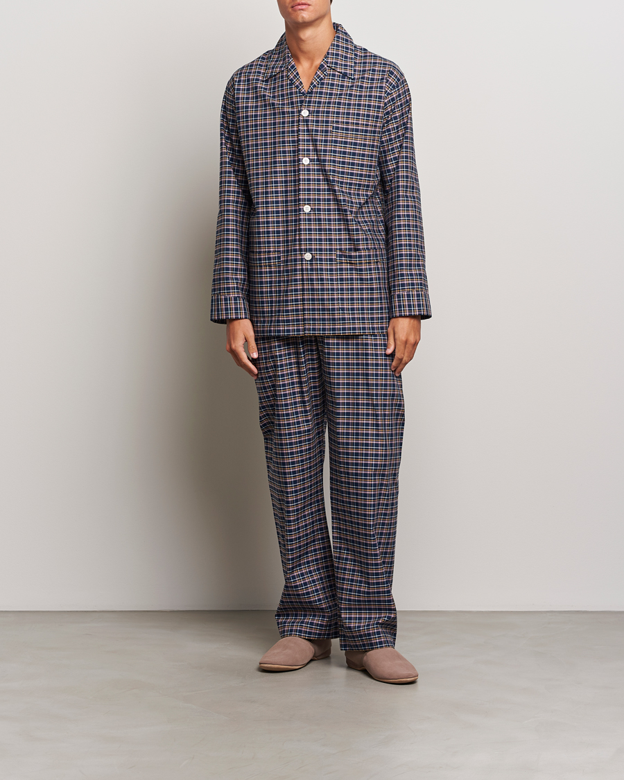 Herren | Schlafanzüge & Bademäntel | Derek Rose | Cotton Checked Pyjama Set Navy