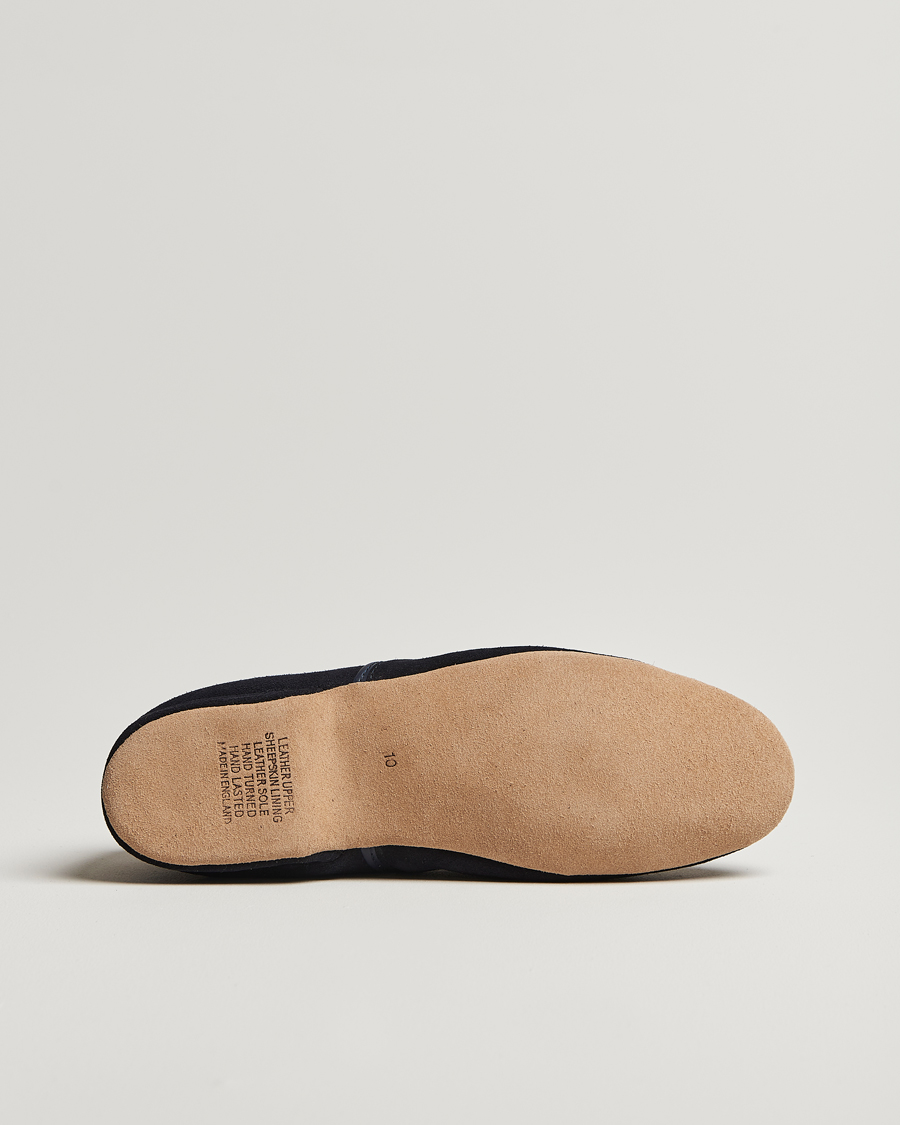 Herren | Sandalen & Pantoletten | Derek Rose | Crawford Sheepskin Suede Slippers Navy