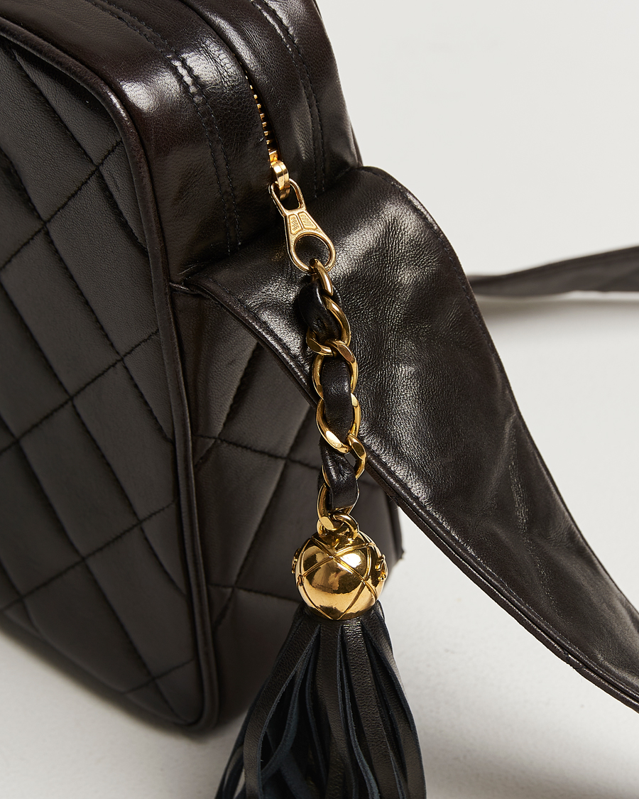 Herren | Chanel Pre-Owned Tassel Flap Shoulder Bag Black Lambskin | Chanel Pre-Owned | Tassel Flap Shoulder Bag Black Lambskin