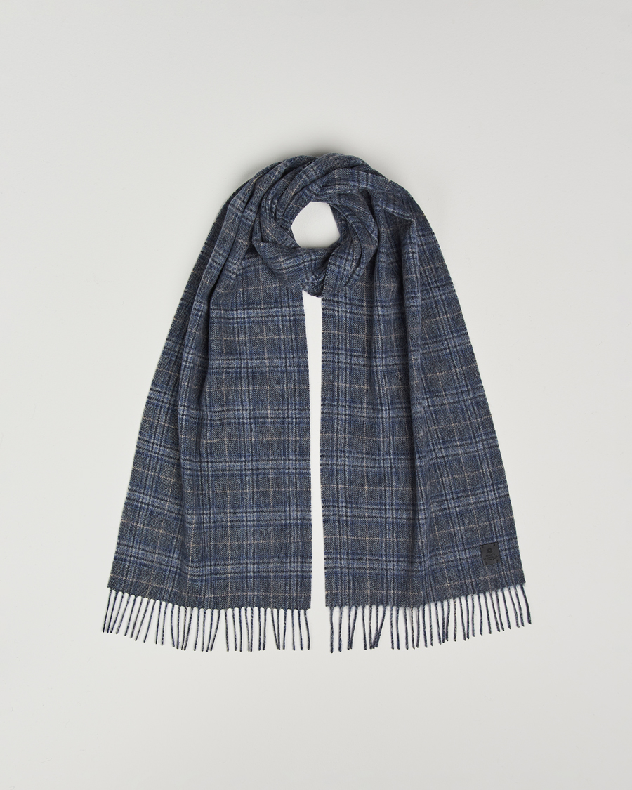 Herren | Amanda Christensen Merino Wool Glencheck Scarf Blue | Amanda Christensen | Merino Wool Glencheck Scarf Blue
