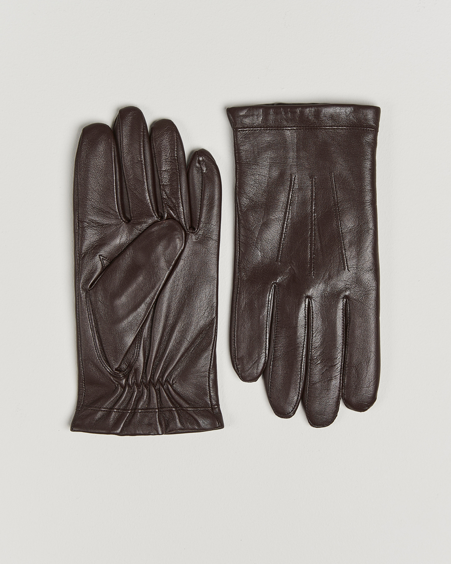 Herren | Handschuhe | Amanda Christensen | Lined Leather Gloves Brown