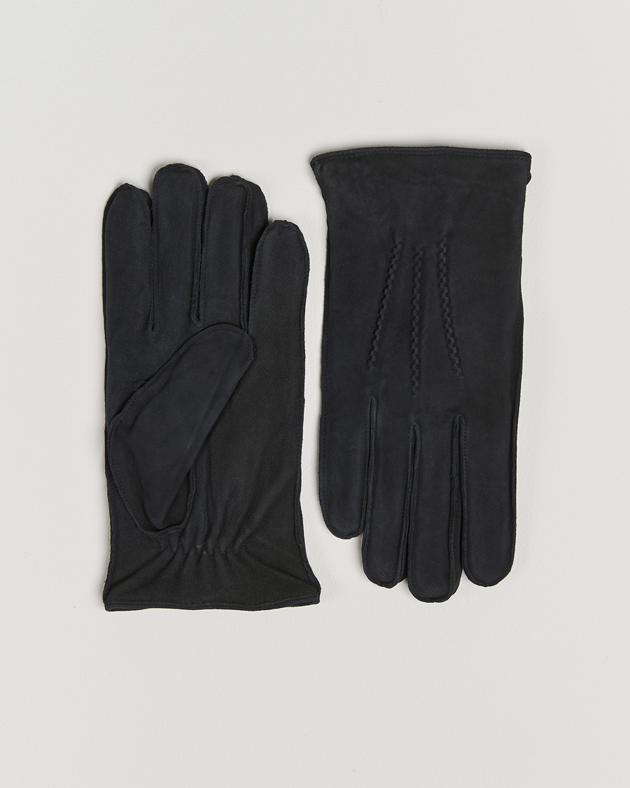 Herren | Amanda Christensen Lined Suede Gloves Black | Amanda Christensen | Lined Suede Gloves Black