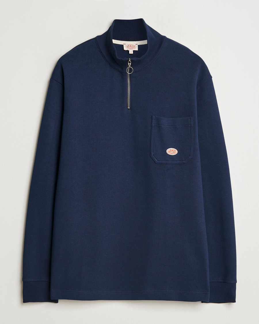 Herren | Pullover | Armor-lux | Camionneur Cotton Half Zip Sweater Deep Marine
