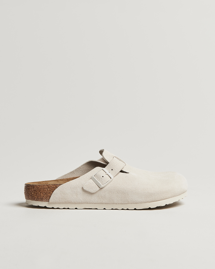 Herren | BIRKENSTOCK Boston Classic Footbed Antique White Suede | BIRKENSTOCK | Boston Classic Footbed Antique White Suede