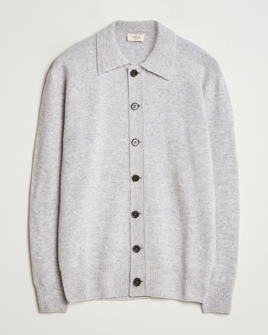 Herren | Pullover | Altea | Shetland Collared Cardigan Light Grey