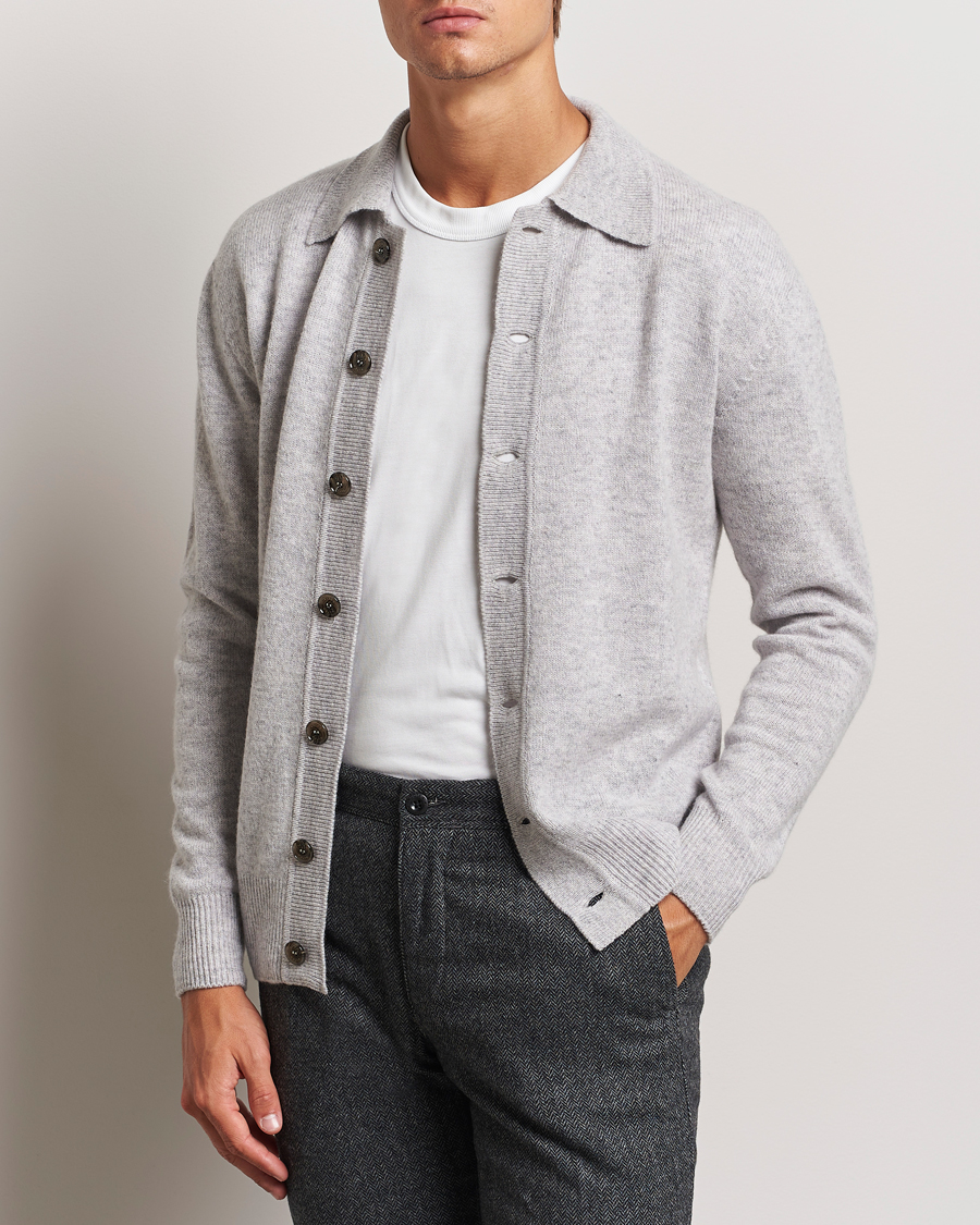 Herren | Pullover | Altea | Shetland Collared Cardigan Light Grey