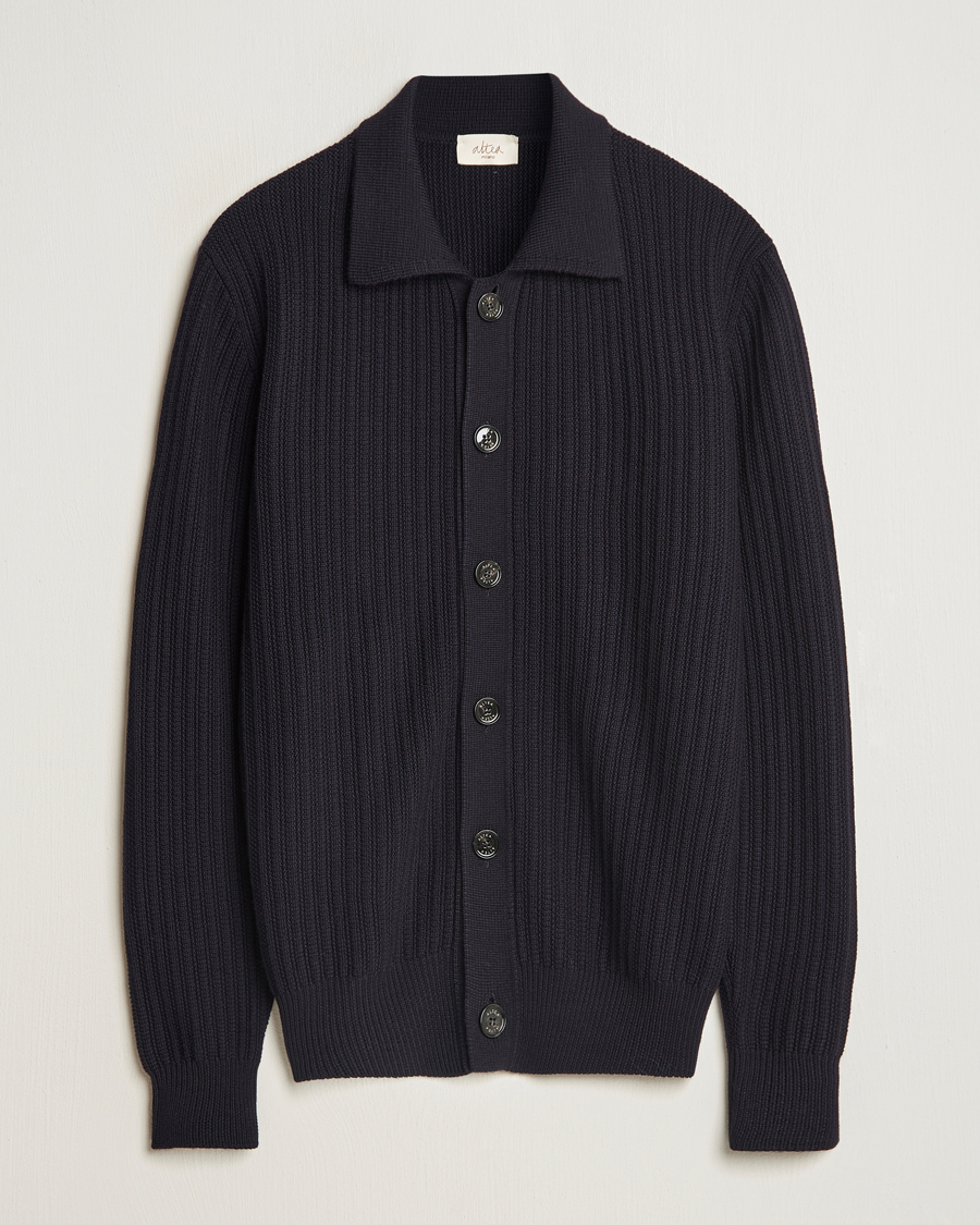 Herren | Pullover | Altea | Rib Wool Cardigan Navy