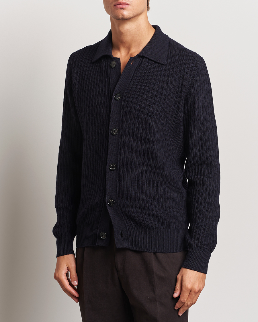 Herren | Pullover | Altea | Rib Wool Cardigan Navy