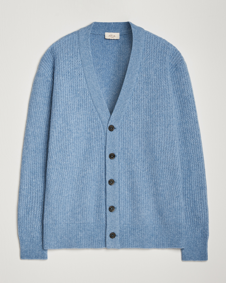 Herren | Pullover | Altea | Soft Rib Stich Cardigan Light Blue