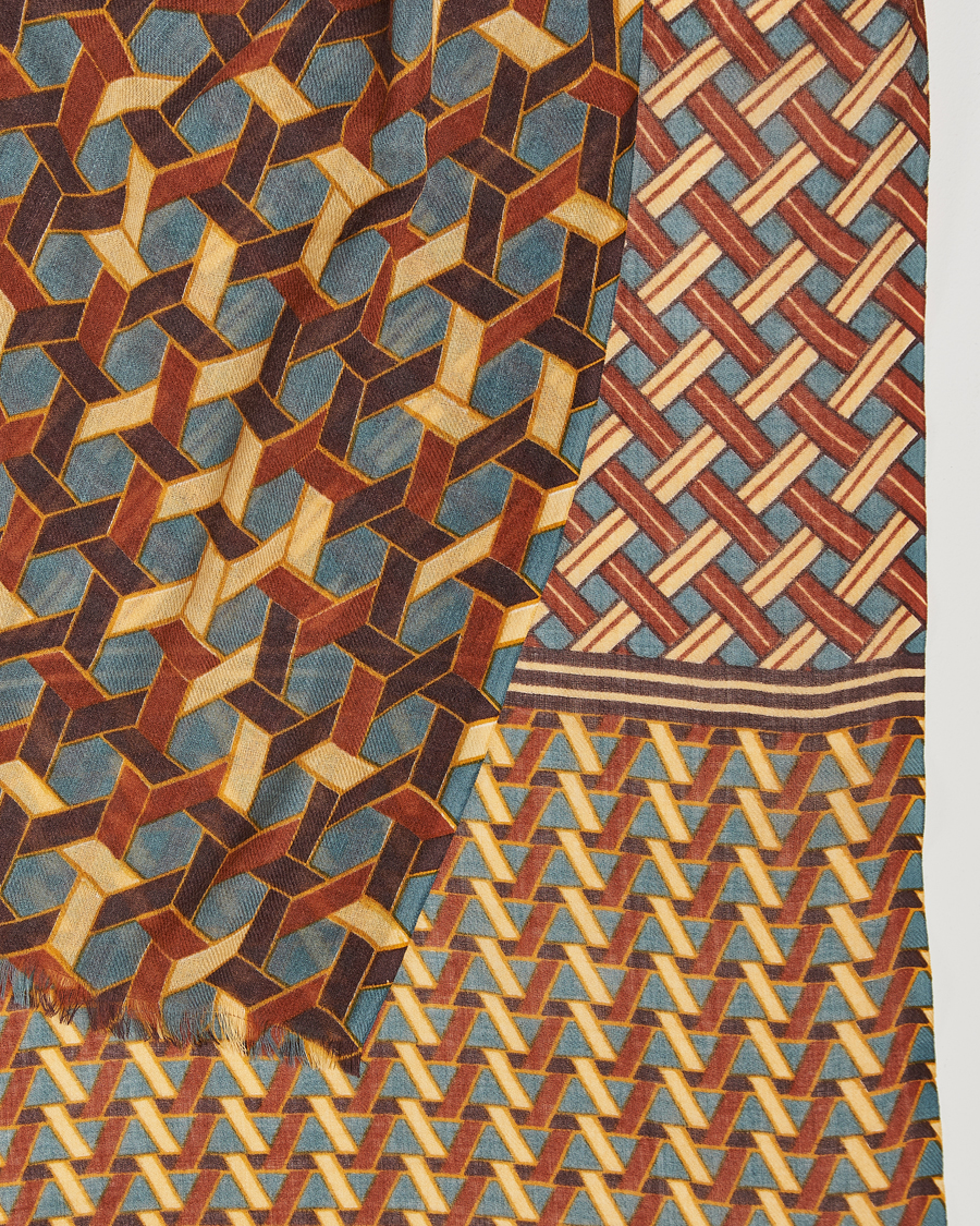 Herren | Altea Printed Wool Scarf Orange | Altea | Printed Wool Scarf Orange