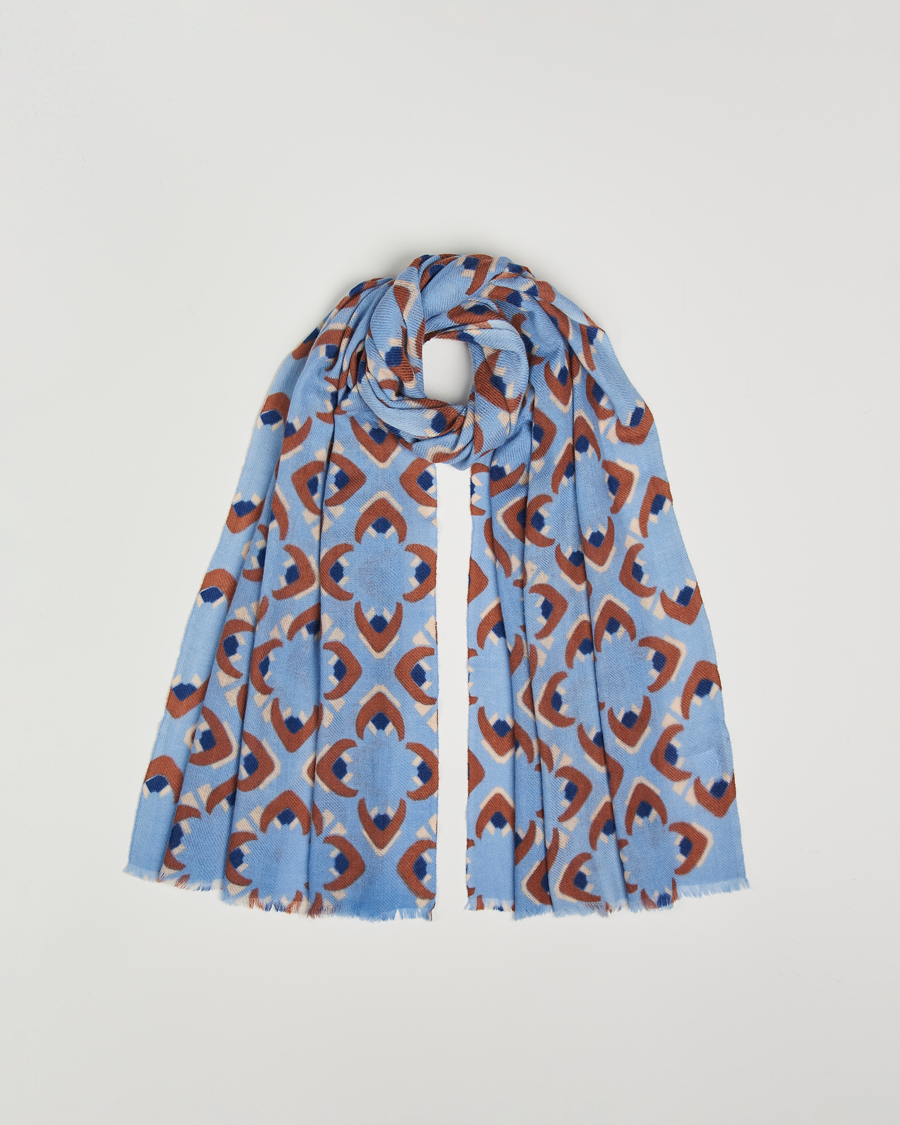 Herren | Altea Printed Wool/Cashmere Scarf Light Blue | Altea | Printed Wool/Cashmere Scarf Light Blue