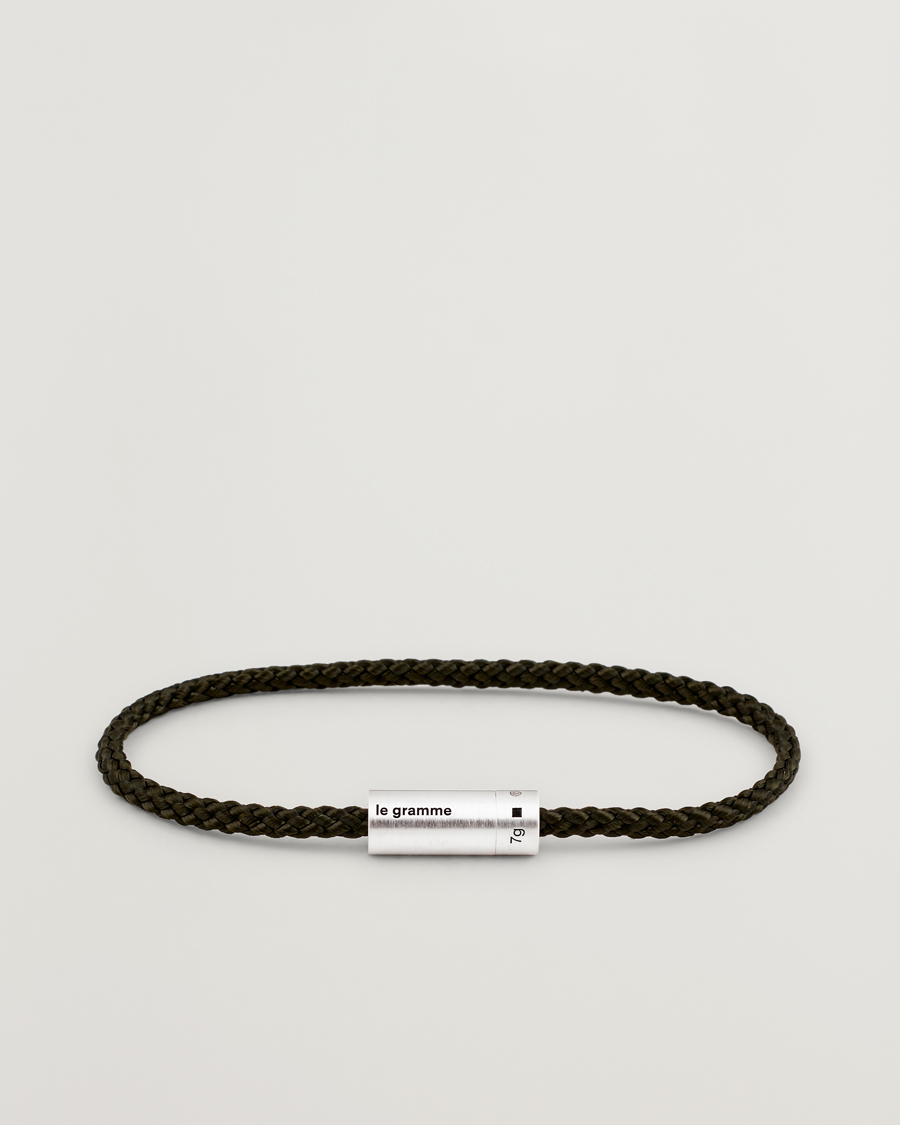 Herren | Schmuck | LE GRAMME | Nato Cable Brushed Bracelet Khaki/Sterling Silver