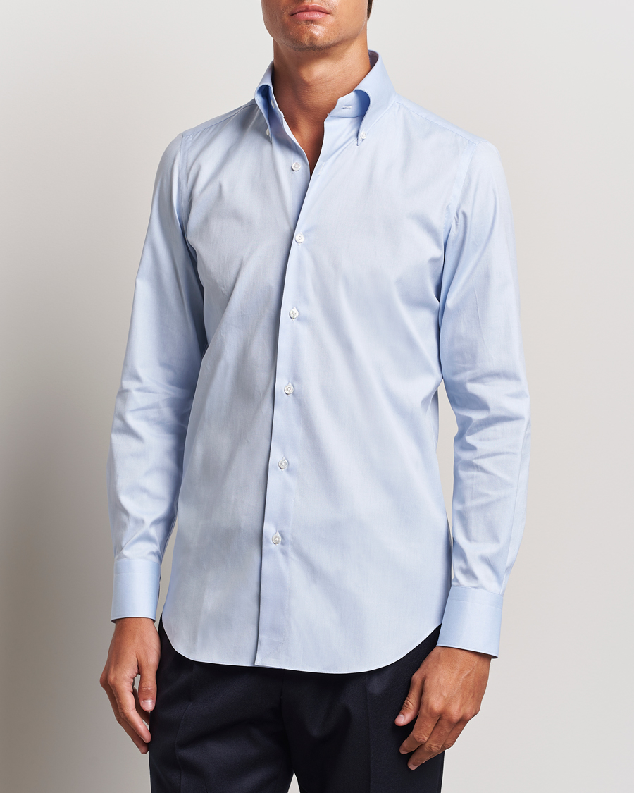 Herren | Hemden | Finamore Napoli | Milano Slim Oxford Button Down Shirt Light Blue