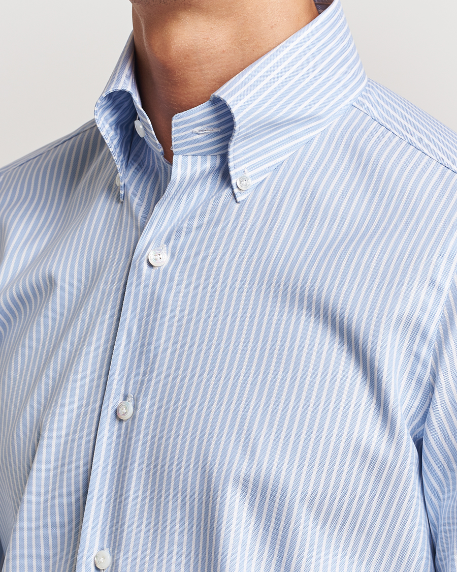 Herren | Hemden | Finamore Napoli | Milano Slim Oxford Button Down Shirt Blue Stripe