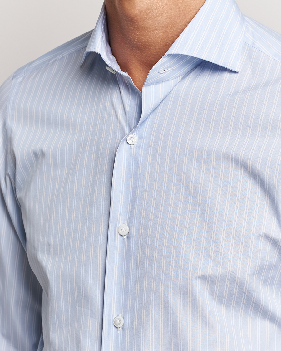 Herren | Hemden | Finamore Napoli | Milano Slim Giza 170 Striped Dress Shirt Blue