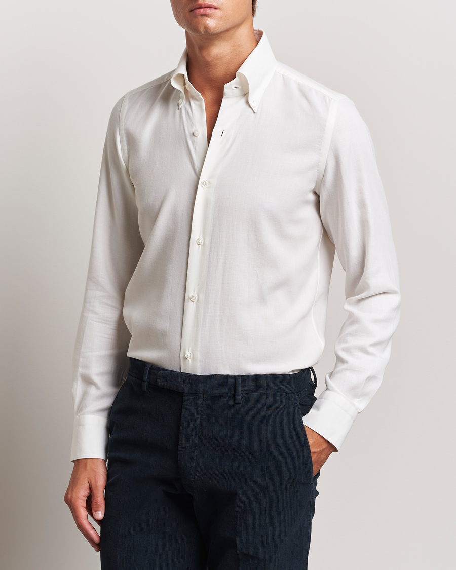 Herren | Hemden | Finamore Napoli | Milano Slim Cashmere BD Shirt White