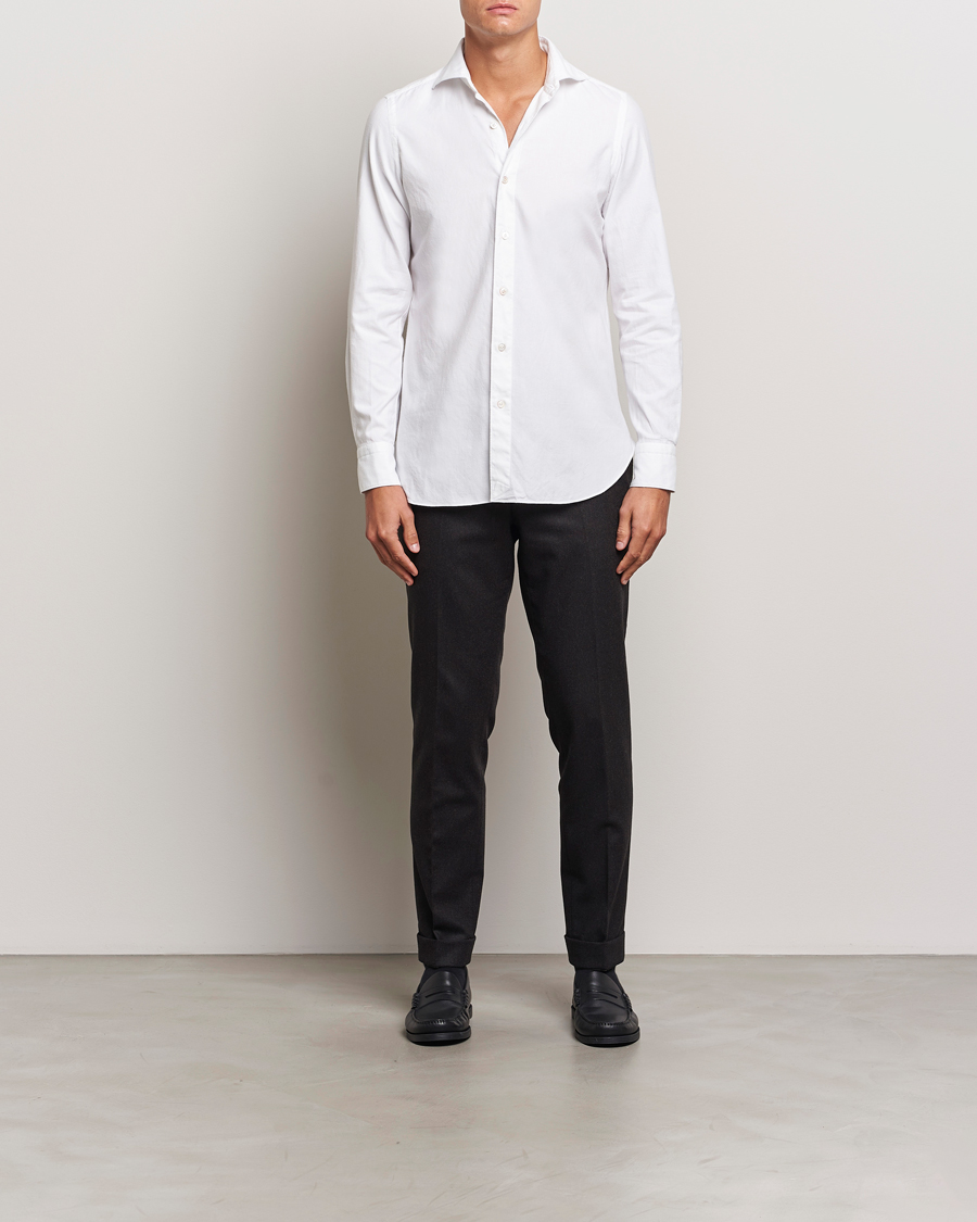 Herren | Hemden | Finamore Napoli | Gaeta Flannel Shirt White